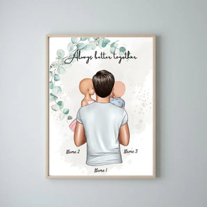 Miglior papà - Poster Personalizzato (Padre con bambini)