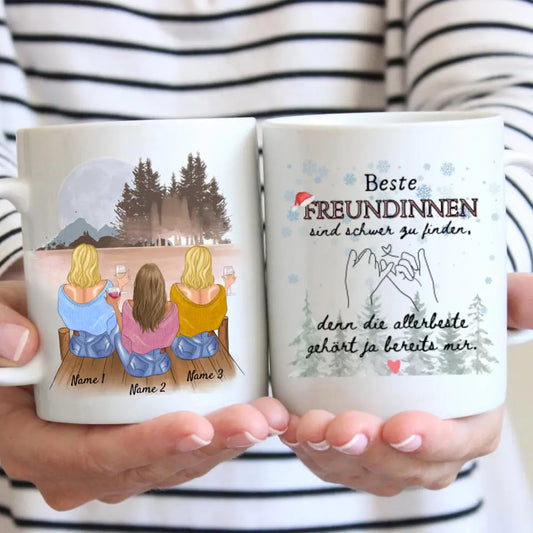 Personalisierte Freundinnen-Weihnachtstasse (2-4 Personen)