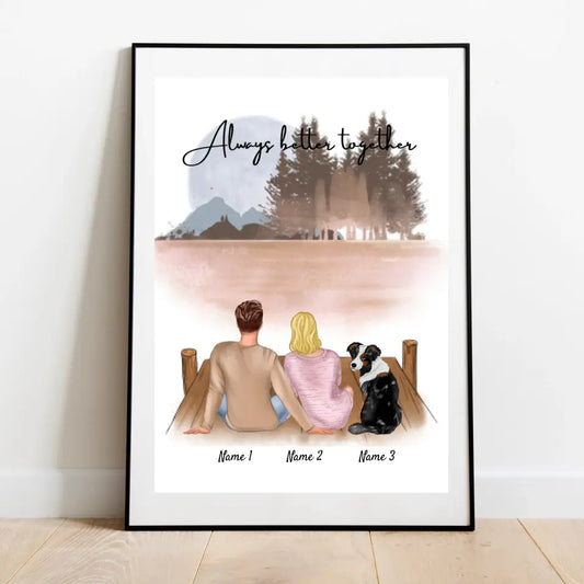 Coppia con animale domestico - Poster Personalizzato (Coppia con cane o gatto)