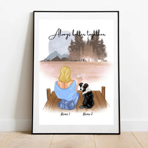 Padrona con animale domestico - Poster Personalizzato (Donna con 1-2 gatti o cani)
