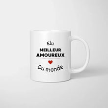 Carica l&#39;immagine nel visualizzatore di Gallery, Élu meilleur amoureux du monde -  Mug personnalisé pour couple (homme &amp; femme)
