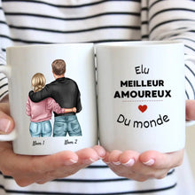 Carica l&#39;immagine nel visualizzatore di Gallery, Élu meilleur amoureux du monde -  Mug personnalisé pour couple (homme &amp; femme)
