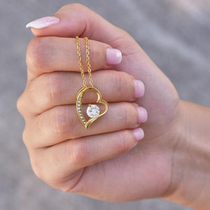 Letzte Liebe - Halskette mit Gold-Herzanhänger & personalisierter Geschenk-Karte (Valentinstagsgeschenk)