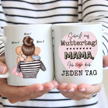 Carica l&#39;immagine nel visualizzatore di Gallery, Scheiß auf Muttertag, Ich liebe dich jeden Tag - Personalisierte Tasse (Frau mit 1-4 Kinder)
