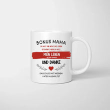 Carica l&#39;immagine nel visualizzatore di Gallery, Danke Bonus Mama - Personalisierte Tasse Stiefmutter (Frau mit 1-4 Kinder)
