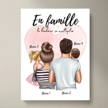 Carica l&#39;immagine nel visualizzatore di Gallery, Happy Family, Famille heureuse - Poster Personnalisé (Parents avec 1-3 enfants)
