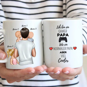 Cooler Gamer PAPA - Personalisierte Tasse für Väter (mit 1-4 Kinder)