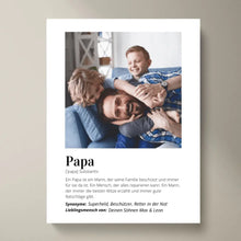 Carica l&#39;immagine nel visualizzatore di Gallery, Foto-Poster &quot;Definition&quot; - Personalisiertes Geschenk Papa
