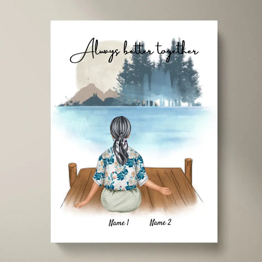 Nonna preferita con i nipoti - Poster Personalizzato (1-2 nipoti)