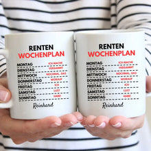 Carica l&#39;immagine nel visualizzatore di Gallery, Renten Wochenplan - Personalisierte lustige Tasse zum Geburtstag (Rentner-Edition)
