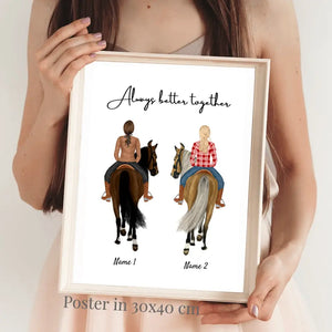 Amanti dei cavalli - Poster Personalizzato per le cavallerizze (1-3 persone)