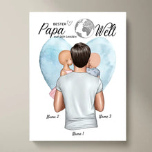 Carica l&#39;immagine nel visualizzatore di Gallery, Bester Papa auf der Welt - Personalisiertes Poster (Vater mit Kindern)
