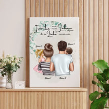Carica l&#39;immagine nel visualizzatore di Gallery, Wo die Liebe niemals endet - Personalisiertes Familien-Poster (Eltern mit Kinder)
