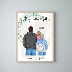 Bester Papa Poster - Personalisiertes Poster (1-4 Kinder, Teenager)