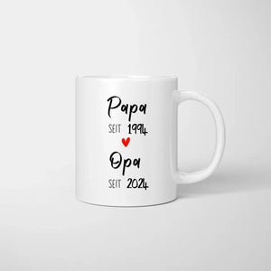 Vom Papa zum Opa - Personalisierte Tasse zur Verkündung (Papa seit, Opa seit, Jahreszahlen)
