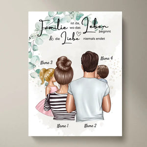 Wo die Liebe niemals endet - Personalisiertes Familien-Poster (Eltern mit Kinder)