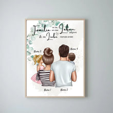 Carica l&#39;immagine nel visualizzatore di Gallery, Wo die Liebe niemals endet - Personalisiertes Familien-Poster (Eltern mit Kinder)
