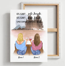 Carica l&#39;immagine nel visualizzatore di Gallery, Beste Freundinnen/ Schwestern mit Getränk - Personalisierte Leinwand (2-4 Frauen)
