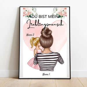 Mama, mein Lieblingsmensch - Personalisierte Leinwand (Mutter mit 1-4 Kindern)