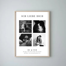 Carica l&#39;immagine nel visualizzatore di Gallery, &quot;Ich liebe dich&quot; Personalisierte Foto-Collage Poster für Pärchen, deinen Partner copy
