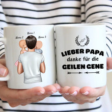 Carica l&#39;immagine nel visualizzatore di Gallery, Lieber Papa, danke für die geilen Gene - Personalisierte Tasse für Väter (Vatertag 1-4 Kinder)
