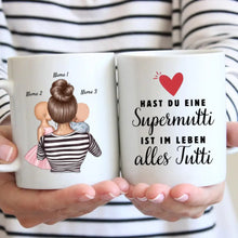 Carica l&#39;immagine nel visualizzatore di Gallery, Supermutti, alles Tutti - Personalisierte Tasse (1-4 Kinder, Muttertag)
