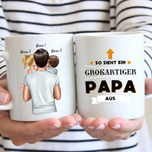 Carica l&#39;immagine nel visualizzatore di Gallery, So sieht ein großartiger PAPA aus! - Personalisierte Tasse für Väter (Vatertag 1-4 Kinder)
