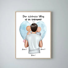 Carica l&#39;immagine nel visualizzatore di Gallery, Der schönste Weg ist der gemeinsame! - Personalisiertes Vatertag Poster (Papa mit 1-4 Kindern)
