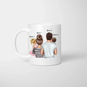 Mama gibt es nur einmal! - Personalisierte Familien Tasse (Muttertag, Vatertag mit 1-4 Kinder)