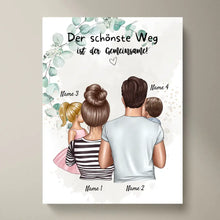 Carica l&#39;immagine nel visualizzatore di Gallery, Der schönste Weg ist der Gemeinsame - Personalisiertes Familien Poster (Eltern mit 1-4 Kindern)
