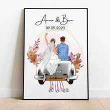 Carica l&#39;immagine nel visualizzatore di Gallery, &quot;Just Married&quot; Personalisiertes Poster mit Rahmen zur Hochzeit - Für Ehepaare, Braut &amp; Bräutigam, Geldgeschenk, Hochzeitsgeschenk
