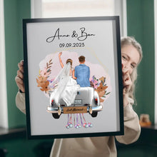 Carica l&#39;immagine nel visualizzatore di Gallery, &quot;Just Married&quot; Personalisiertes Poster mit Rahmen zur Hochzeit - Für Ehepaare, Braut &amp; Bräutigam, Geldgeschenk, Hochzeitsgeschenk
