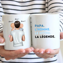 Carica l&#39;immagine nel visualizzatore di Gallery, Papa, L&#39;homme, Le mythe, La légende - Mug personnalisé (Fête des pères, 1-4 enfants)
