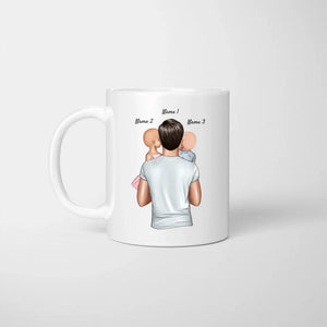 Joyeuse Fête des pères - Mug personnalisé (Fête des pères tasse, 1-4 enfants)