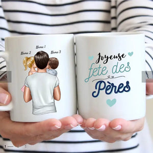 Joyeuse Fête des pères - Mug personnalisé (Fête des pères tasse, 1-4 enfants)