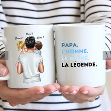 Carica l&#39;immagine nel visualizzatore di Gallery, Papa, L&#39;homme, Le mythe, La légende - Mug personnalisé (Fête des pères, 1-4 enfants)
