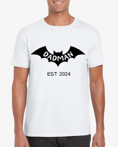 Dadman/ Badmom seit 2024 - Personalisiertes T-Shirt für werdende Väter, Ankündigung Geburt/ Schwangerschaft 100% Baumwolle