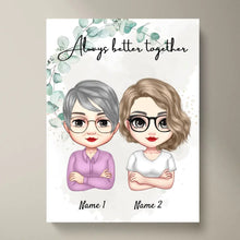 Carica l&#39;immagine nel visualizzatore di Gallery, Mamma e figlie Chibi - Poster personalizzato (2-3 donne)
