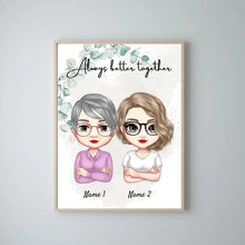 Carica l&#39;immagine nel visualizzatore di Gallery, Mamma e figlie Chibi - Poster personalizzato (2-3 donne)
