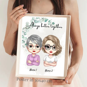 Mamma e figlie Chibi - Poster personalizzato (2-3 donne)