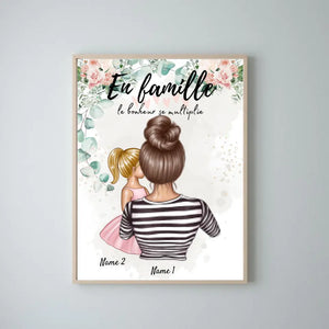 Best Mom, Meilleure maman - Poster Personnalisé (femme avec 1 ou 4 enfants)