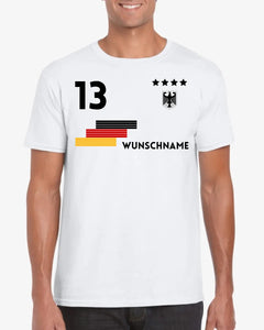 Fußball EM 2024 Deutschland Trikot - Personalisiertes T-Shirt für Fußball-Fans (100% Baumwolle, Unisex)