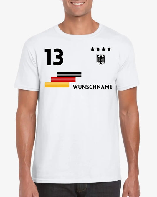 Fußball Deutschland Trikot - Personalisiertes T-Shirt für Fußball-Fans (100% Baumwolle, Unisex)