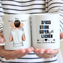 Carica l&#39;immagine nel visualizzatore di Gallery, Papa Tasse: Spass, Stark, Superheld &amp; Lachen - Personalisierte Tasse (Vater mit 1-4 Kinder)
