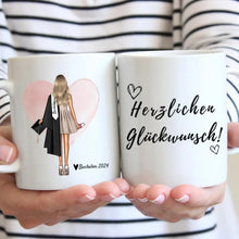 Carica l&#39;immagine nel visualizzatore di Gallery, Glückwunsch zum Abschluss - Personalisierte Tasse zum Abschluss, Abitur, Bachelor, Master, Ausbildung, Schule
