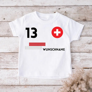 Fußball EM 2024 Schweiz Trikot Kinder individuell - Personalisiertes T-Shirt für Kinder (100% Baumwolle)