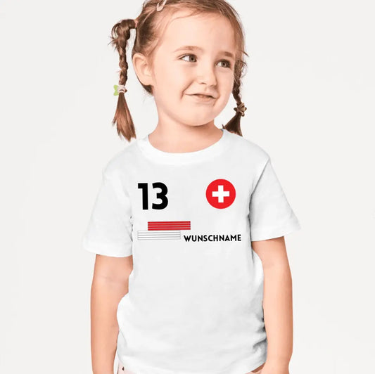Fußball Schweiz Trikot Kinder individuell - Personalisiertes T-Shirt für Kinder (100% Baumwolle)