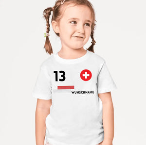 Fußball EM 2024 Schweiz Trikot Kinder individuell - Personalisiertes T-Shirt für Kinder (100% Baumwolle)