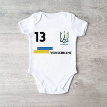 Carica l&#39;immagine nel visualizzatore di Gallery, 2024 Fussball EM Ukraine - Personalisierter Baby-Onesie/ Strampler, Trikot mit anpassbarem Namen und Trikotnummer, 100% Bio-Baumwolle Baby Body
