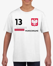 Carica l&#39;immagine nel visualizzatore di Gallery, Fußball EM 2024 Polen T-Shirt Kinder individuell - Personalisiertes Trikot für Kinder (100% Baumwolle)
